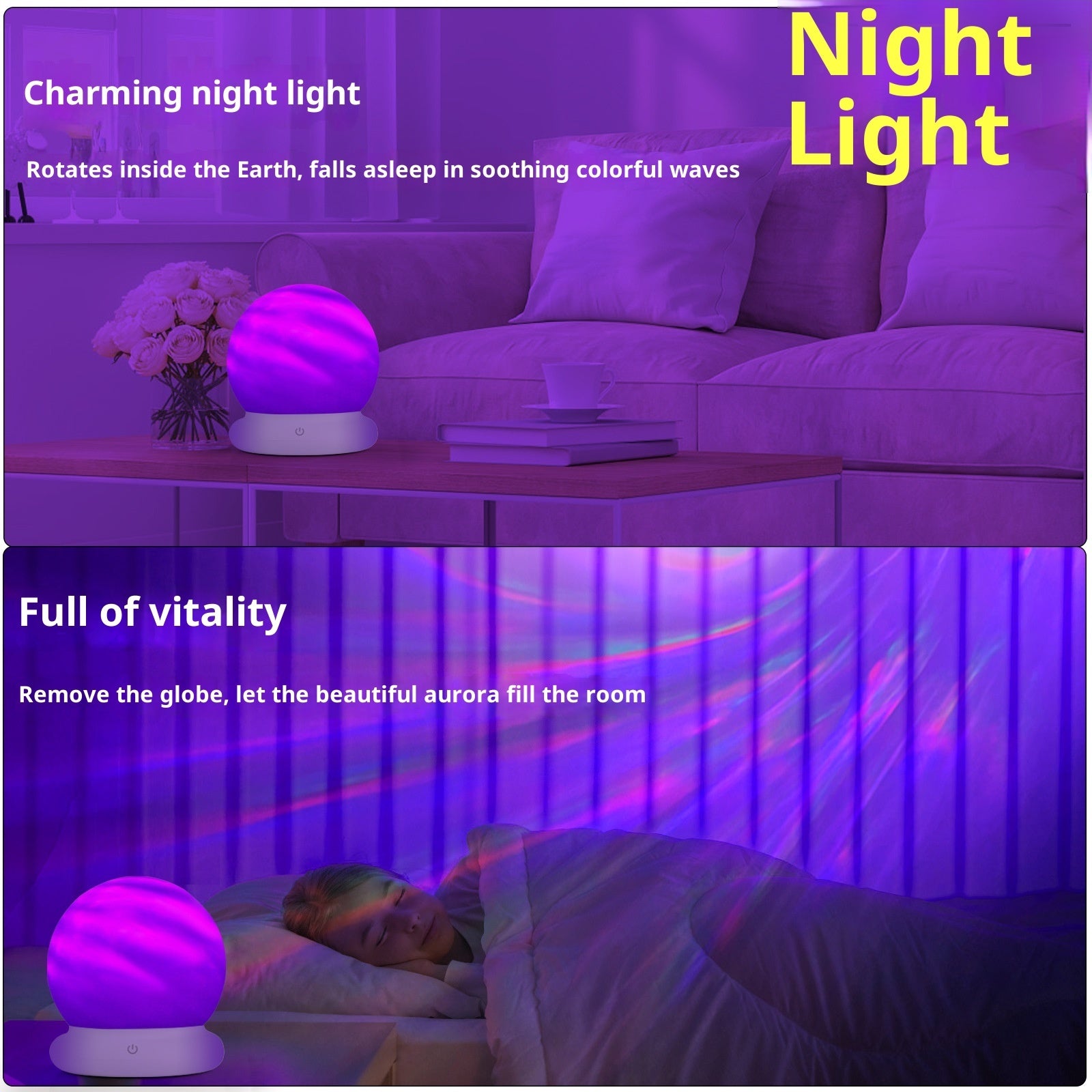 Northern Lights Projection Lamp Bedroom Star Light Remote Control Flame
