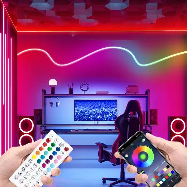 16.4/32.8Ft Neon Rope Lights,Flexible Led Rope Lights Control With App/Remote,Multiple Modes Rope Lights,Music Sync Light Strip For Bedroom