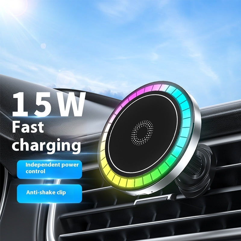 Vehicle-mounted Mobile Phone RGB Lamp Wireless Fast Charge Applicable To Car Navigator Bracket