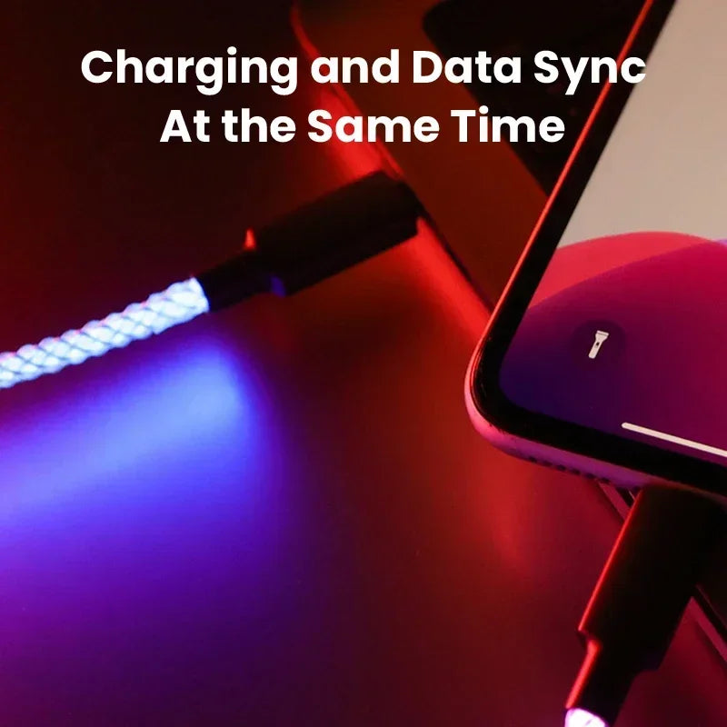 100W Fast Charging RGB Cable  Breathing Light 66W Type C USB C Data Cable For Samsung Huawei Macbook 30W Quick Charge For Xiaomi