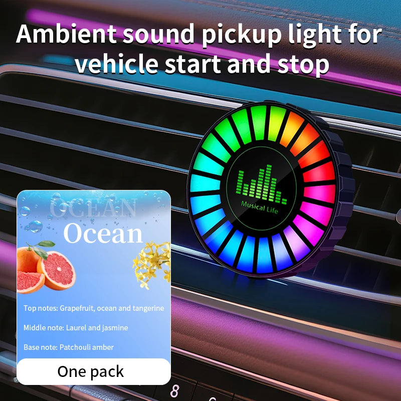 Car USB 5V Interior Air Outlet Aromatherapy Round Pickup Lamp RGB Colorful Ambient Air Fresher Cologne Ocean Fragrance
