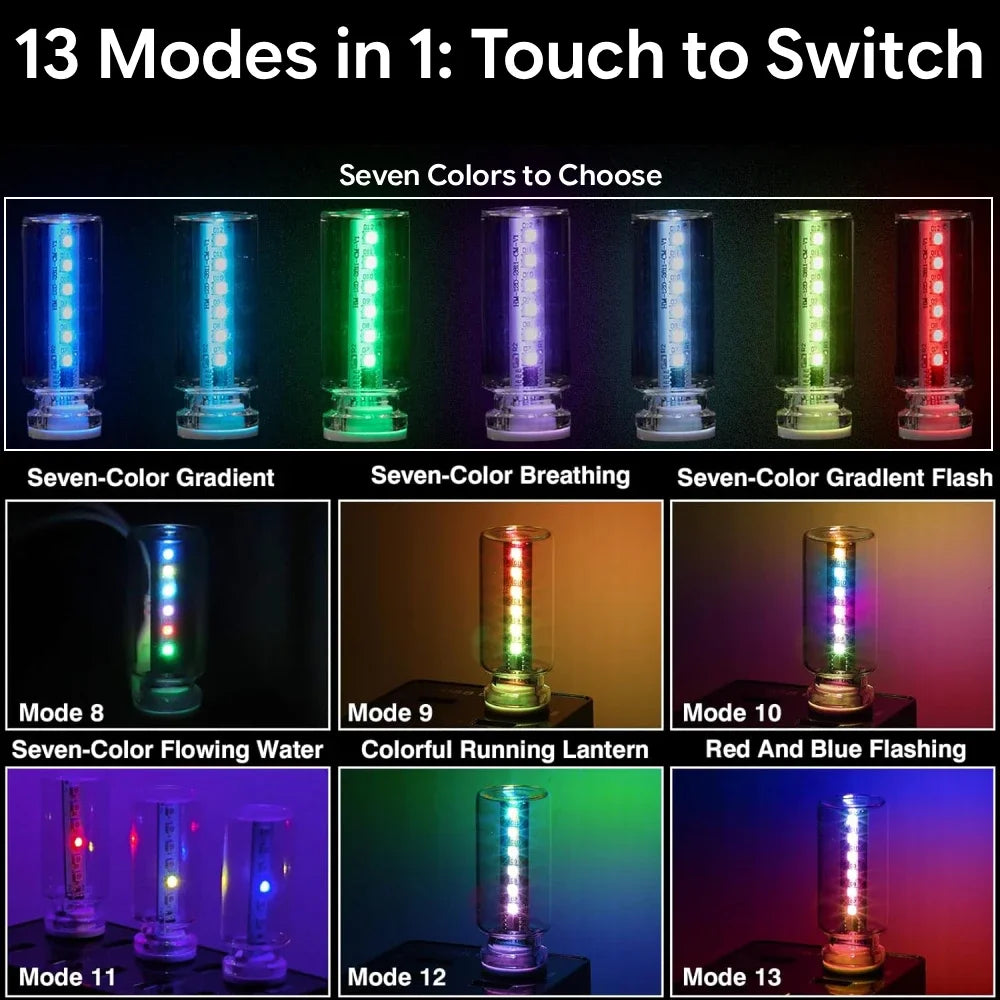 RGB LED Ambient Light 13 Modes Plug and Play USB Car Interior Accessories Decor Gift Idea Touch Switch Multicolor Accent Lamp