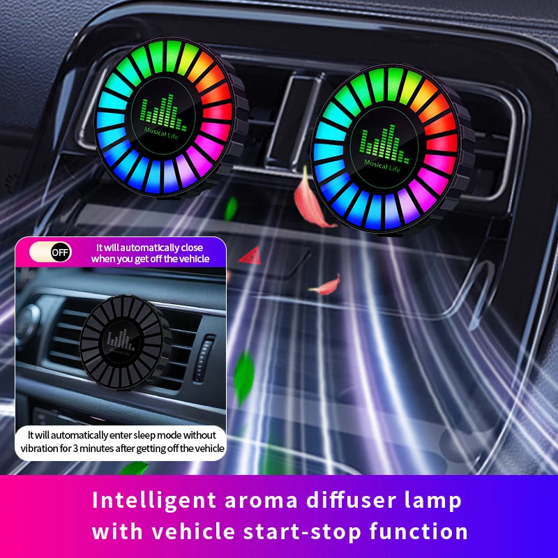Car USB 5V Interior Air Outlet Aromatherapy Round Pickup Lamp RGB Colorful Ambient Air Fresher Cologne Ocean Fragrance